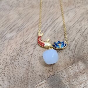 Koi Fish And Lotus Necklace